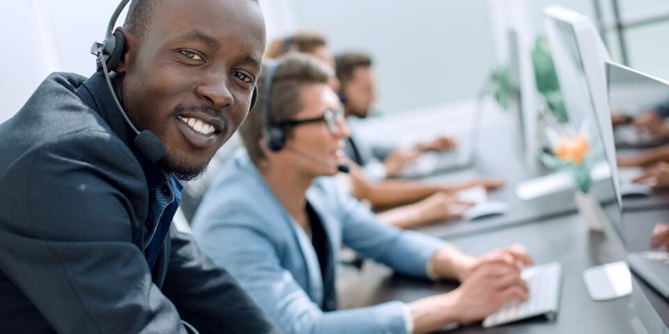 Man working at a call center